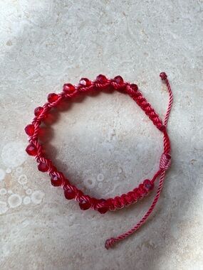 Red Beaded Macrame Bracelet